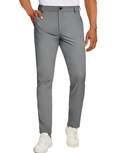 Men's Grey Flat Front Stretch Slim Fit Pants