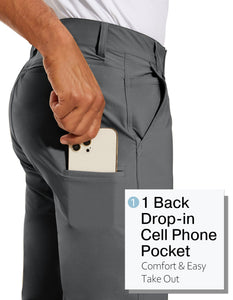 Men's Grey Flat Front Stretch Slim Fit Pants