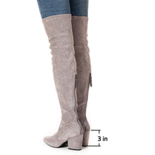 Load image into Gallery viewer, Zippered Thigh High Grey Suede Over The Knee Stretch Boot