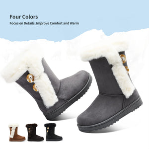 Grey Fashionable Winter Fur Lined Snow Boots