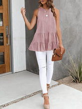 Load image into Gallery viewer, Soft Summer Pink Ruffled Sleeveless Babydoll Blouse