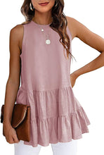 Load image into Gallery viewer, Soft Summer Pink Ruffled Sleeveless Babydoll Blouse