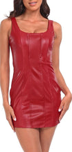 Load image into Gallery viewer, Black Faux Leather Panel Sleeveless Mini Dress