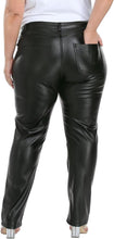Load image into Gallery viewer, Plus Size Black Faux Leather Pocketed Pants