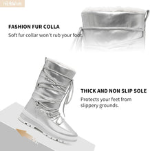 Load image into Gallery viewer, Winter Style Silver Side Zipper Lace Up Fur Snow Boots