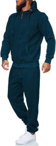 Men's Blue Long Sleeve Hoodie Long Sleeve 2pc Sweatsuit