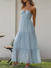 Load image into Gallery viewer, Boho Dream Light Blue Halter Maxi Dress