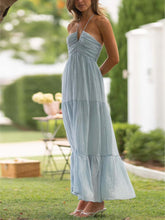 Load image into Gallery viewer, Boho Dream Blue Floral Halter Maxi Dress