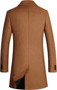 The New Yorker Camel Wool 4 Button Long Sleeve Double Breasted Trench Coat
