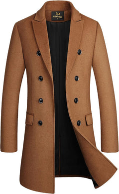 The New Yorker Camel Wool 4 Button Long Sleeve Double Breasted Trench Coat