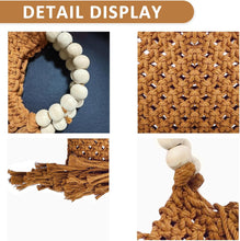 Load image into Gallery viewer, Handwoven Beaded Handle Fringe Khaki Handbag