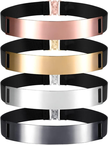 Mirrored Silver Gold 4pc Metal Shiny Adjustable Belt