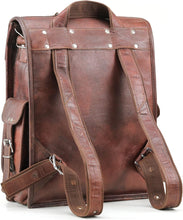 Load image into Gallery viewer, Handmade Brown Vintage Leather Laptop Messenger Bag Backpack