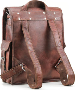 Handmade Brown Vintage Leather Laptop Messenger Bag Backpack