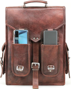 Handmade Brown Vintage Leather Laptop Messenger Bag Backpack