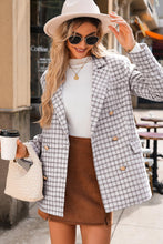 Load image into Gallery viewer, Stylish Beige Tweed Double Breasted Long Sleeve Blazer