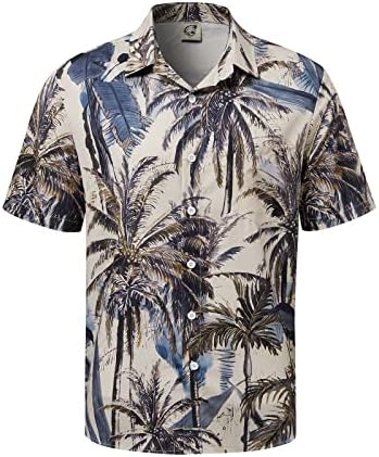 Men's Khaki Grey Island Style Short Sleeve Shirt