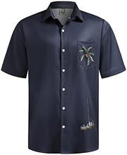 Load image into Gallery viewer, Men&#39;s Navy Blue Palm Tree Short Sleeve Shirt