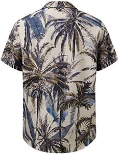 Men's Khaki Grey Island Style Short Sleeve Shirt