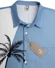 Load image into Gallery viewer, Men&#39;s Two Tone Blue/White Palm Tree Short Sleeve Shirt