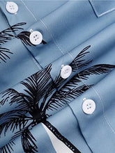 Load image into Gallery viewer, Men&#39;s Two Tone Blue/White Palm Tree Short Sleeve Shirt