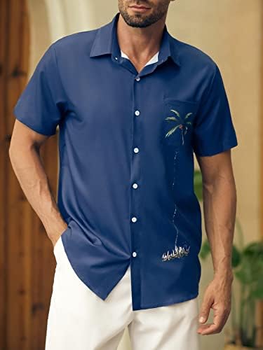 Men's Navy Blue Palm Tree Short Sleeve Shirt