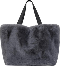 Load image into Gallery viewer, Winter Style Large Black Faux Fur Tote Handbag