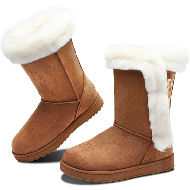 Hickory Suede Fashionable Winter Fur Lined Snow Boots