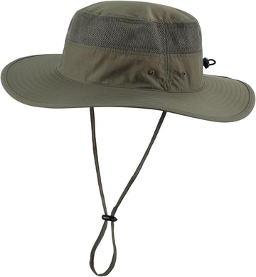 Men's Army Green Sun Hat Wide Brim Bucket Beach Safari Fishing Hat