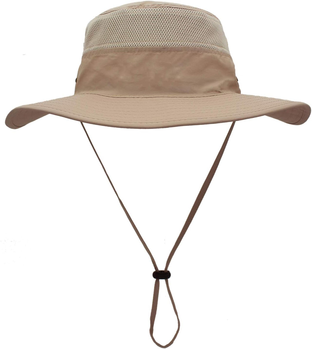 Men's Light Beige Sun Hat Wide Brim Bucket Beach Safari Fishing Hat