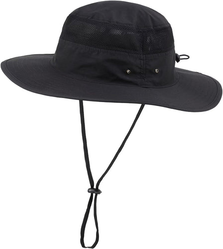 Men's Black Sun Hat Wide Brim Bucket Beach Safari Fishing Hat