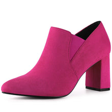 Load image into Gallery viewer, Hot Pink Pointy Suede Ankle Boots