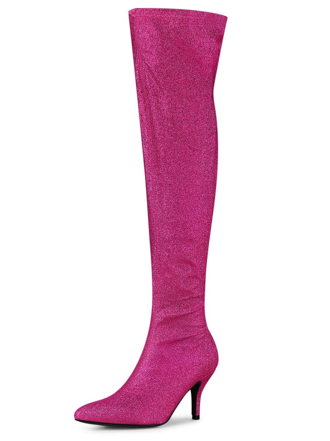 Hot Pink Stylish Glitter Over The Knee Boots