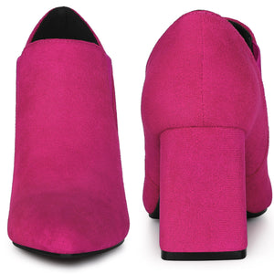 Hot Pink Pointy Suede Ankle Boots