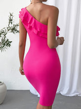 Load image into Gallery viewer, Pretty In Pink Ruffle One Shoulder Dress