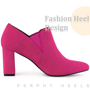 Hot Pink Pointy Suede Ankle Boots