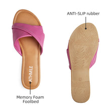 Load image into Gallery viewer, Hot Pink Casual Leather Summer Flat Sandals