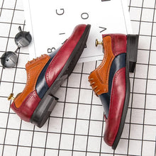 Load image into Gallery viewer, Men&#39;s Red/Black Oxford Wingtips Loafer Two Tone Dress Shoes
