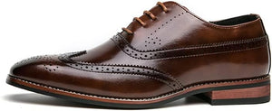 Men's Brown Oxford Wingtips Lace Up Two Tone Dress Shoes