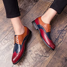 Load image into Gallery viewer, Men&#39;s Red/Black Oxford Wingtips Loafer Two Tone Dress Shoes
