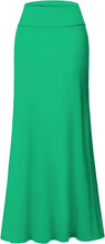 Load image into Gallery viewer, Soft &amp; Comfy Green  High Waist Fold Over Knit Maxi Skirt