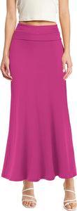 Soft & Comfy Mauve Pink High Waist Fold Over Knit Maxi Skirt