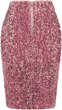 Load image into Gallery viewer, Sequined Purple High Waist Pencil Skirt