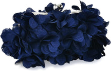 Load image into Gallery viewer, Pretty Floral Applique Navy Blue Clutch Style Evening Bag