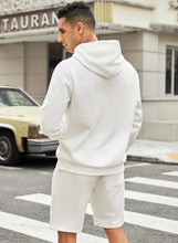 Load image into Gallery viewer, Men&#39;s Fleece White Long Sleeve Hoodie &amp; Shorts Set