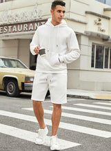 Load image into Gallery viewer, Men&#39;s Fleece White Long Sleeve Hoodie &amp; Shorts Set