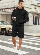 Load image into Gallery viewer, Men&#39;s Fleece Beige Long Sleeve Hoodie &amp; Shorts Set