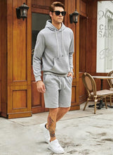 Load image into Gallery viewer, Men&#39;s Fleece Beige Long Sleeve Hoodie &amp; Shorts Set