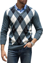 Load image into Gallery viewer, Men&#39;s Gray Diamond Knit Long Sleeve Button Neck Sweater