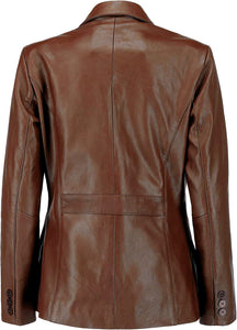 Women's White Lambskin Leather Long Sleeve Jacket